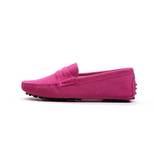 Top Fashion Women's Flat Shoes - Genuine Leather - Casual Loafers Soft Slip On Moccasins Lady Driving Shoes (D40)(FS)