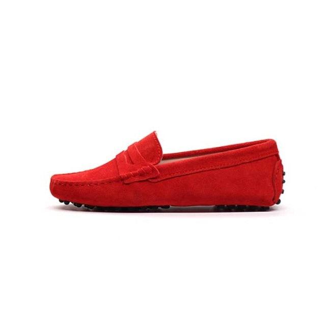 Top Fashion Women's Flat Shoes - Genuine Leather - Casual Loafers Soft Slip On Moccasins Lady Driving Shoes (D40)(FS)