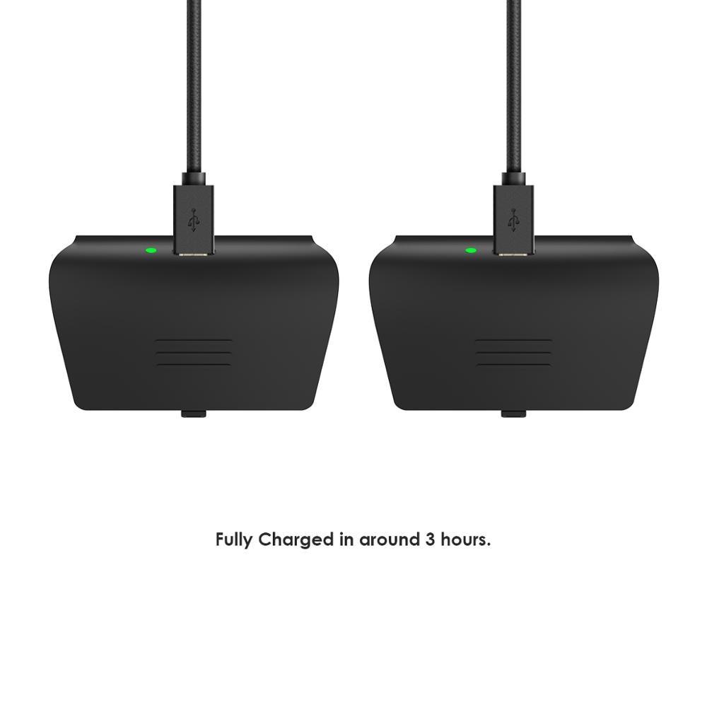 Dual 800mAh Rechargeable Extended Battery for Xbox One, Xbox One S, Xbox One Elite Controller + Charging Cable ENW60X202 (RG)(1U55)(F55)