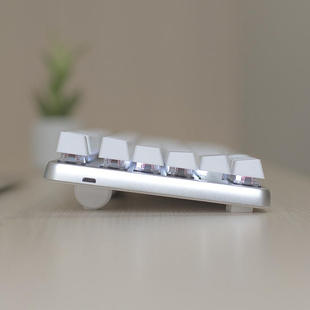 Great Bluetooth Wireless Mechanical Gaming Keyboard with USB Receiver Red Switches for Android / iOS / Windows PC (CA1)(1U52)