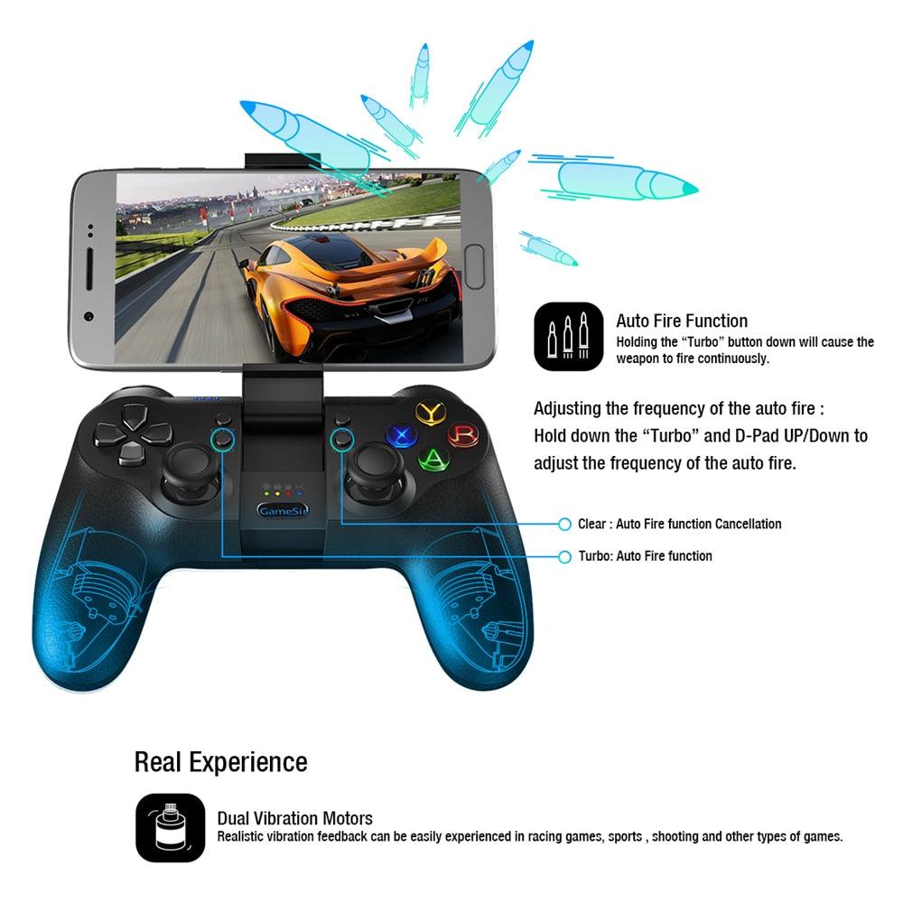Bluetooth Wireless Game Controller Gamepad for Android Phone / Windows PC / SteamOS PUBG Call of Duty Joystick (D55)(RG)(1U55)