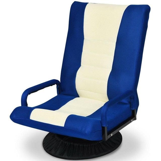 Gaming Floor Chair Folding Lazy Sofa 6-Position Adjustable Swivel w/Armrest (D67)(FW2)(1U67)