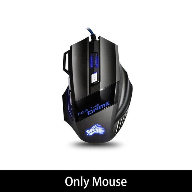 Great Deal Gaming Headset 7.1 Deep Bass Stereo Game Headphone with Microphone Colorful LED Light for PC Laptop + Gaming Mouse+Mice Pad (AH)