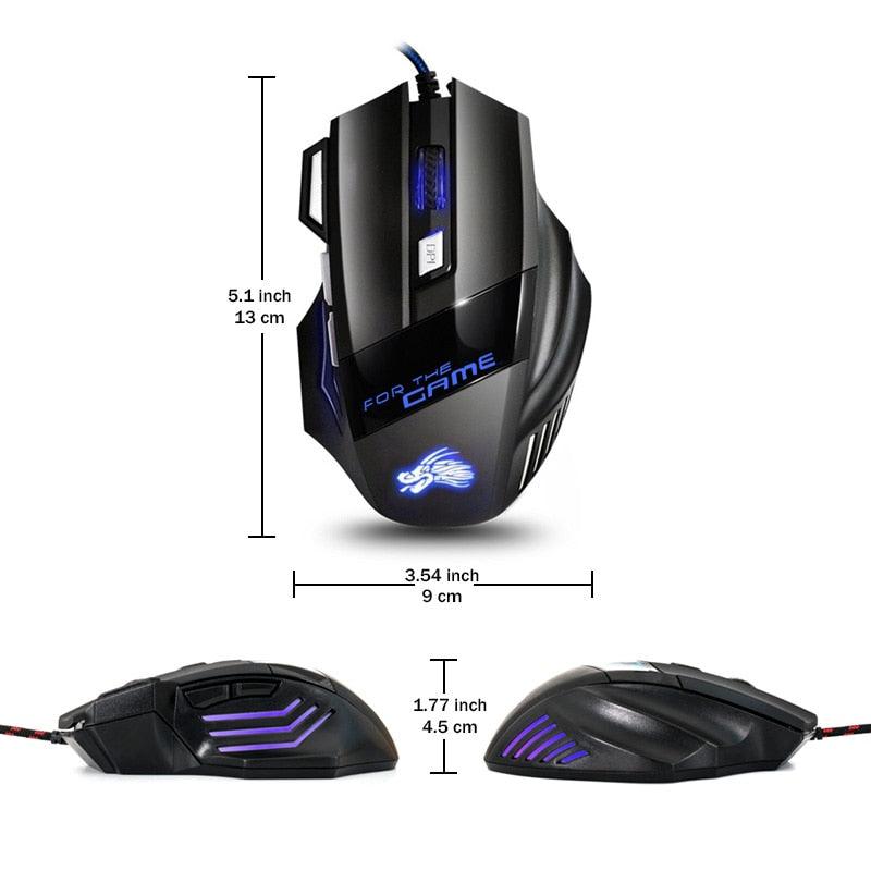 Great Deal Gaming Headset 7.1 Deep Bass Stereo Game Headphone with Microphone Colorful LED Light for PC Laptop + Gaming Mouse+Mice Pad (AH)