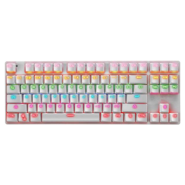Gaming Mechanical Keyboard - Blue Switch 87key Wired Backlit LED USB Keyboard Waterproof For Computer Gamer PC Laptop (CA1)(F52)