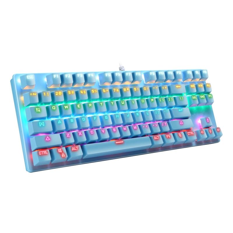 Gaming Mechanical Keyboard - Blue Switch 87key Wired Backlit LED USB Keyboard Waterproof For Computer Gamer PC Laptop (CA1)(F52)