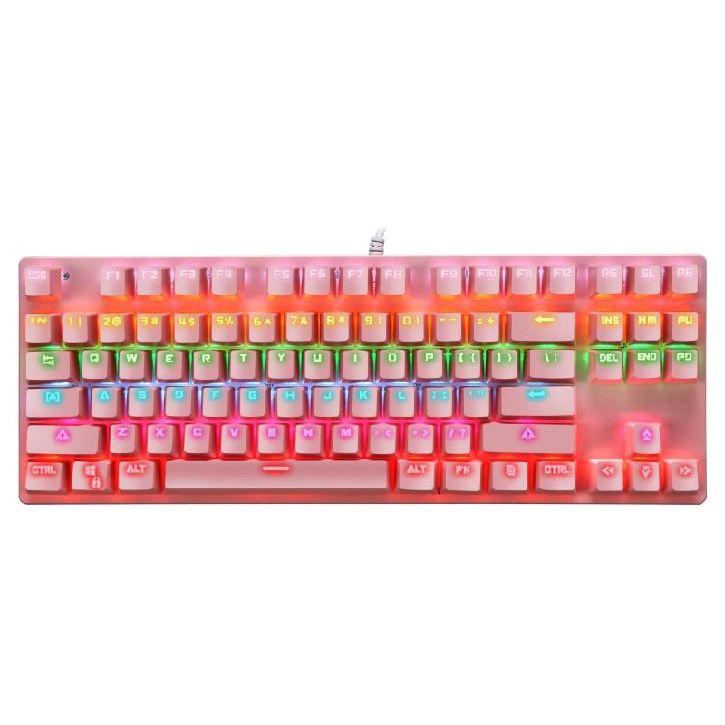 Gaming Mechanical Keyboard - Blue Switch 87key Wired Backlit LED USB Keyboard Waterproof For Computer Gamer PC Laptop (CA1)(F52)