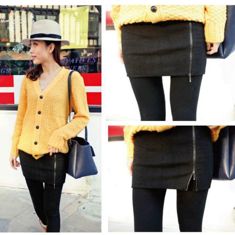 Warm Women's Skirt leggings - Thick Velvet Casual women's cotton - Skinny High Waist Pants - Elastic Trousers (TBL)(BCD3)