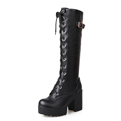 Hot Sale Spring Autumn Lacing Knee High Boots - Women Fashion Heel (BB3)(BB5)(BB2)(CD)
