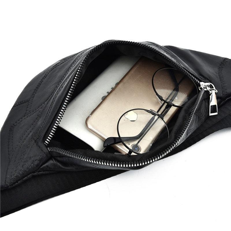 Genuine Leather Waist Bag - Fashion Fanny Pack - Money Pouch Fashion Travel Shoulder (LT8)(F79)