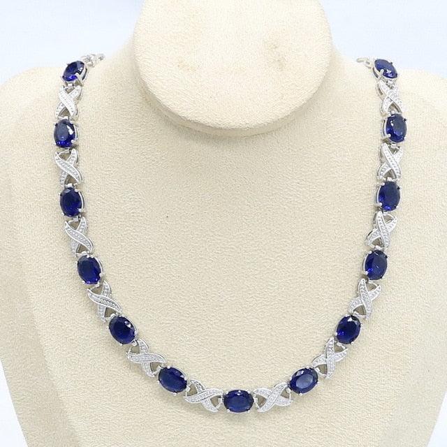 Beautiful Geometric White Zircon Silver Color Necklace - Women Bridal Jewelry (D81)(5JW)