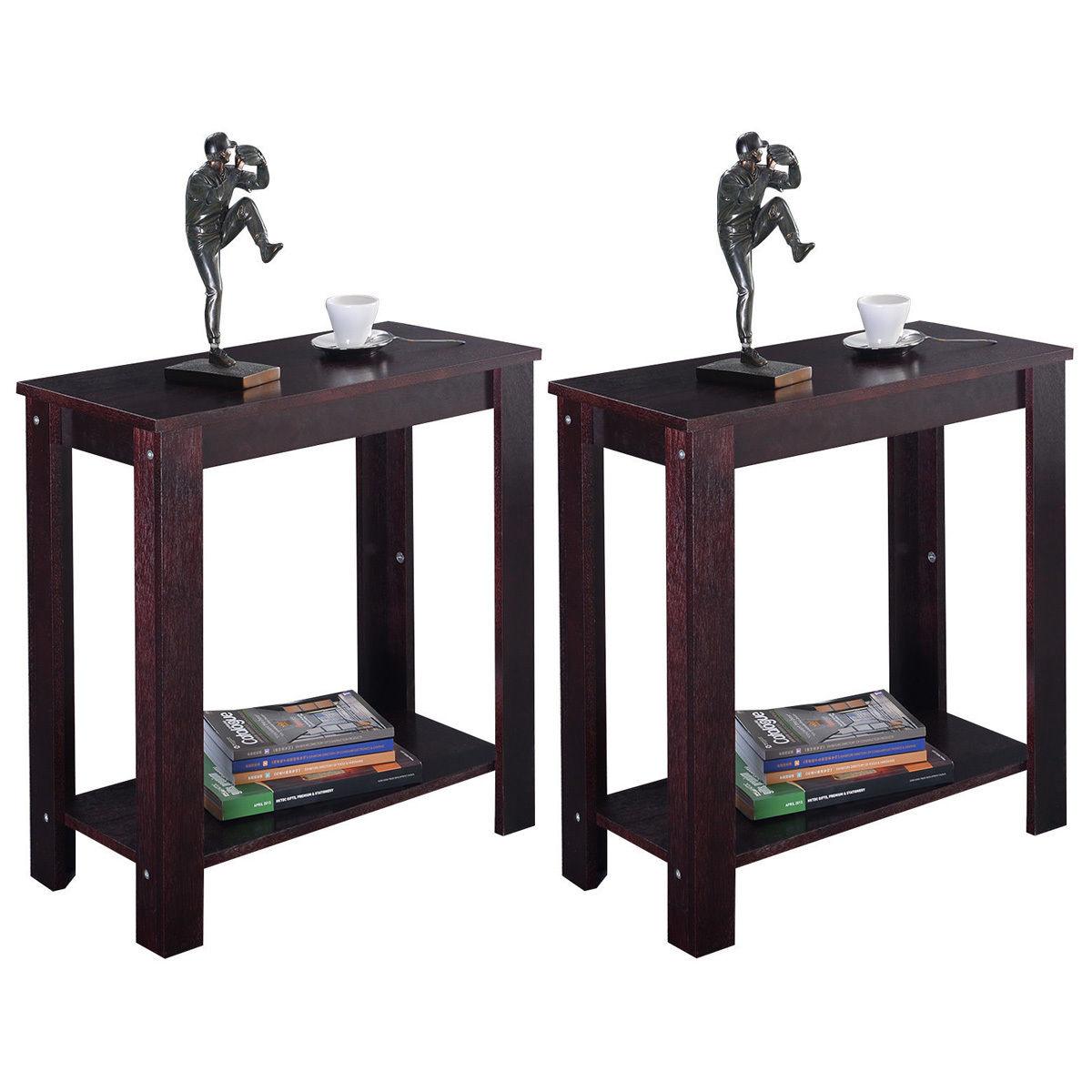 2PC Sofa Chair Side Table Wooden End Coffee Table Shelf Living Room Furniture Modern Home Tea Tables 2 (FW1)(1U67)(F67)