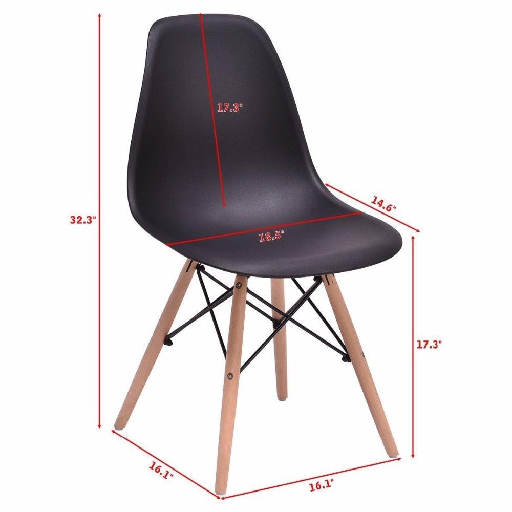 4PCS Mid Century Modern Dining Side Chair Wood Leg Black Dining Room Furniture (FW2)(1U67)
