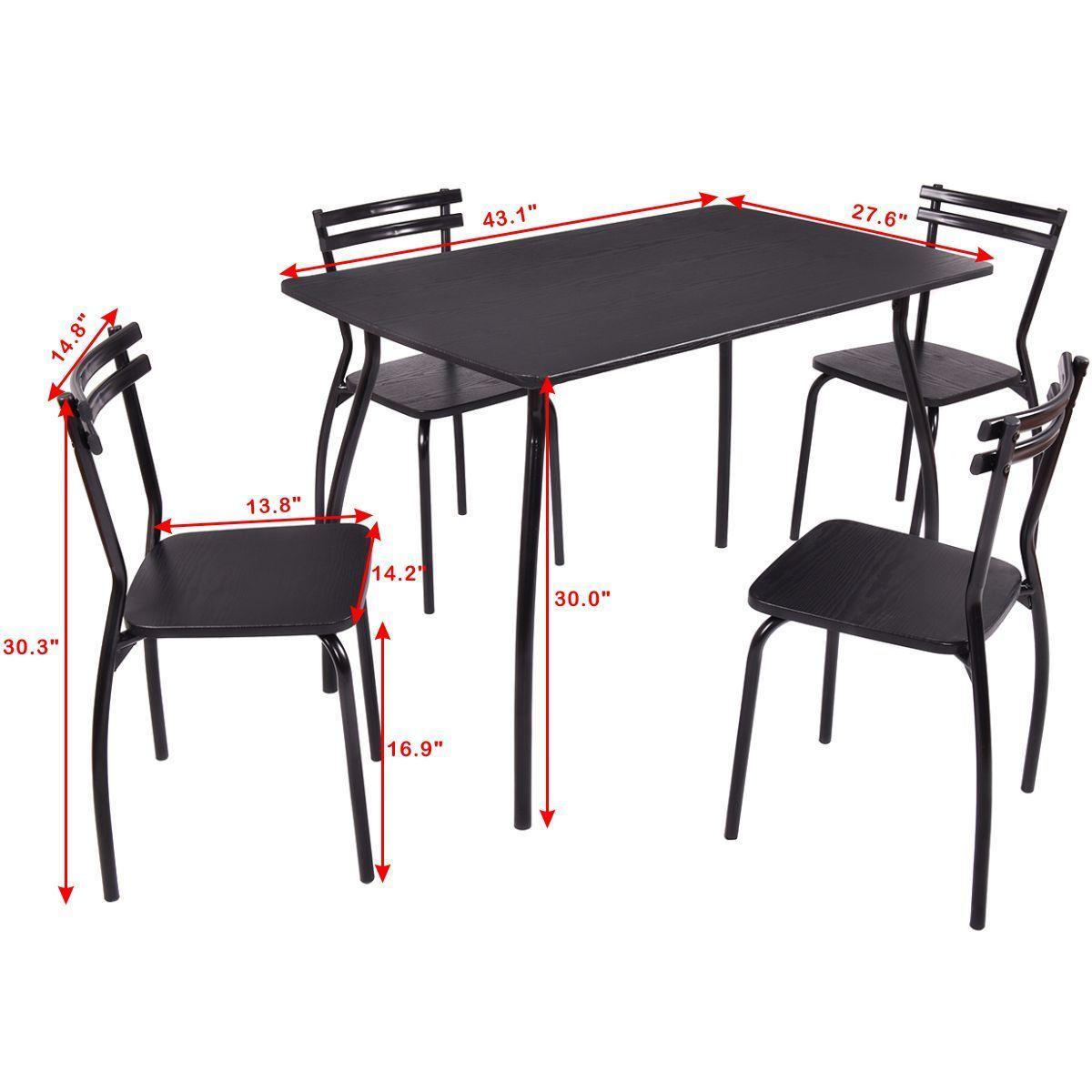 5 Piece Dining Set Table and 4 Chairs Modern Home Kitchen Room - Breakfast Furniture Wood Dining Table Set (FW1)(1U67)