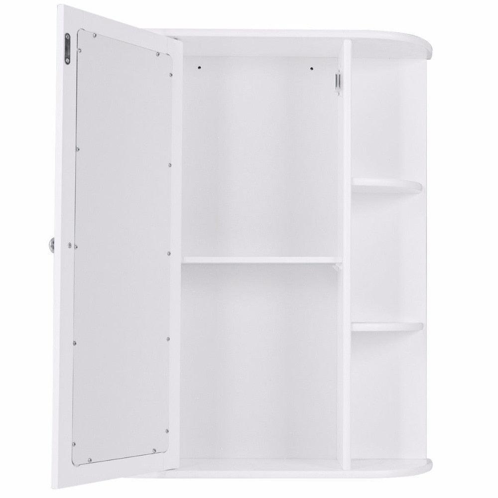 Bathroom Cabinet Single Door Shelves Wall Mount Cabinet W/ Mirror Organizer Modern Bathroom Furniture (FW5)(1U67)(B&5)(1U65)