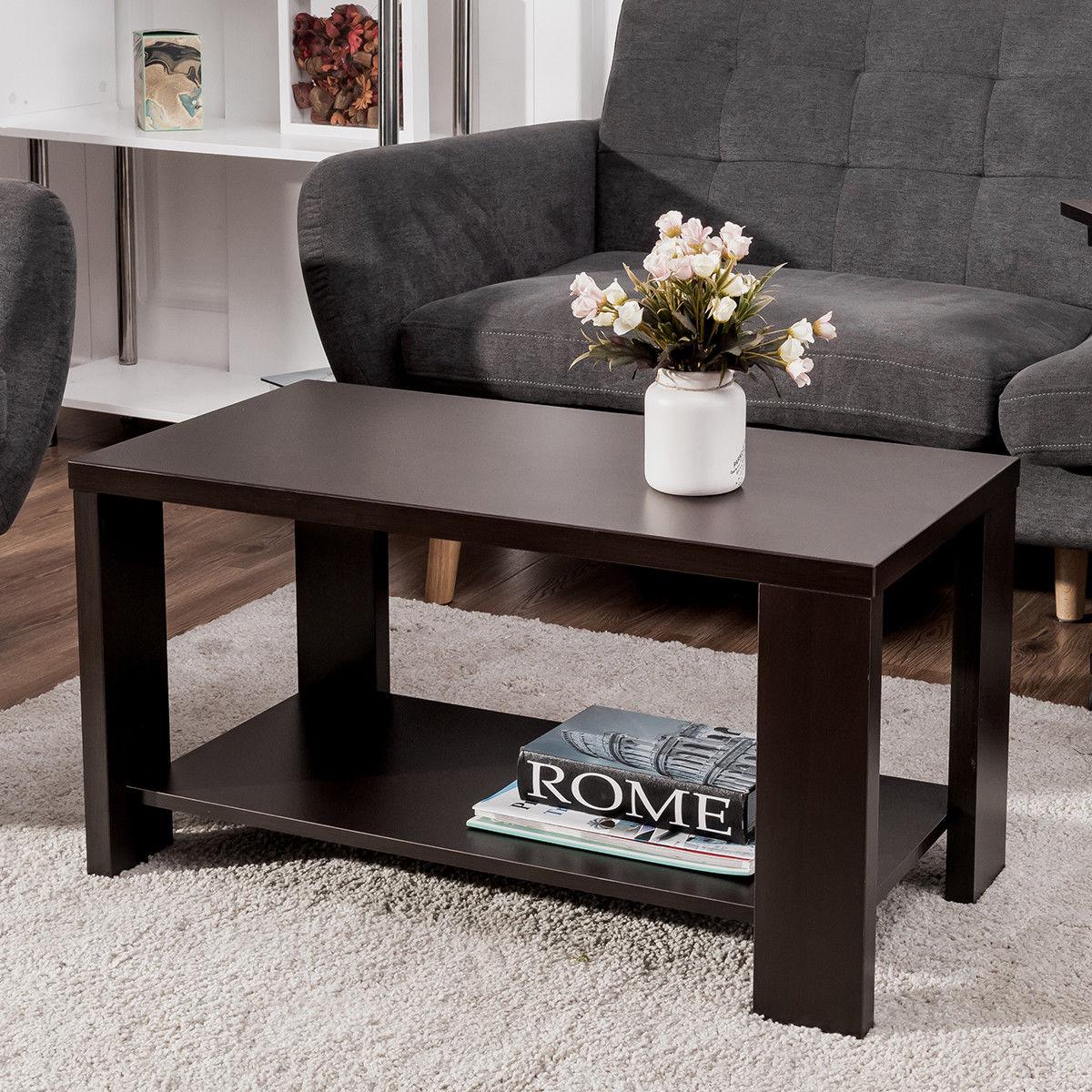 Coffee Table Rectangular Cocktail Table Wood Modern Living Room Furniture with Storage Shelf (FW1)(1U67)(F67)