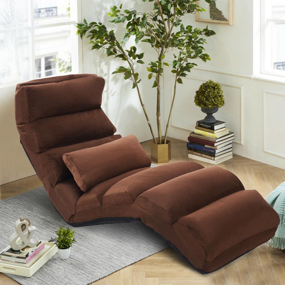 Folding Lazy Sofa Chair Stylish Sofa Couch Beds Lounge Chair W/Pillow Coffee New Home Furniture (FW2)(1U67)(F67)