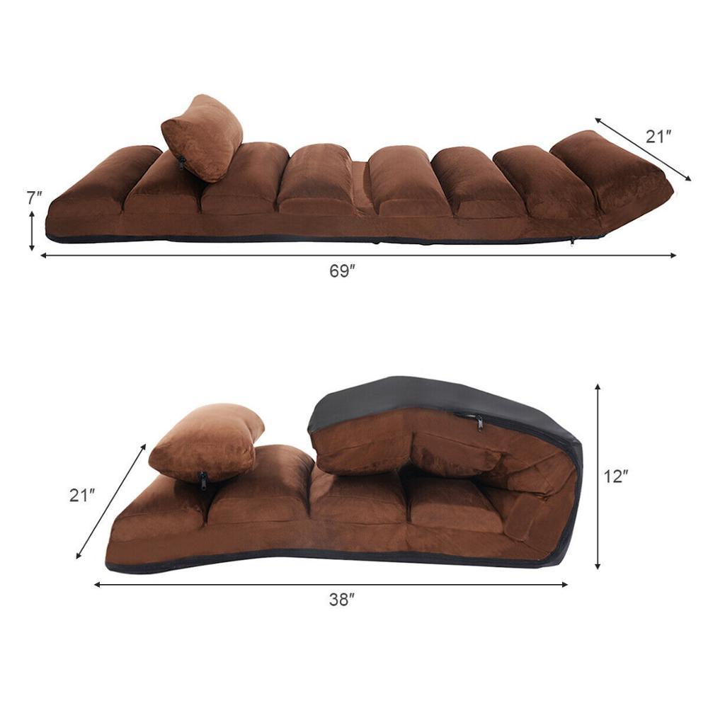 Folding Lazy Sofa Chair Stylish Sofa Couch Beds Lounge Chair W/Pillow Coffee New Home Furniture (FW2)(1U67)(F67)