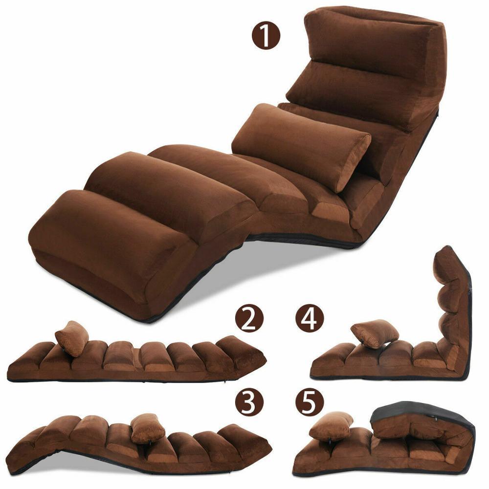 Folding Lazy Sofa Chair Stylish Sofa Couch Beds Lounge Chair W/Pillow Coffee New Home Furniture (FW2)(1U67)(F67)