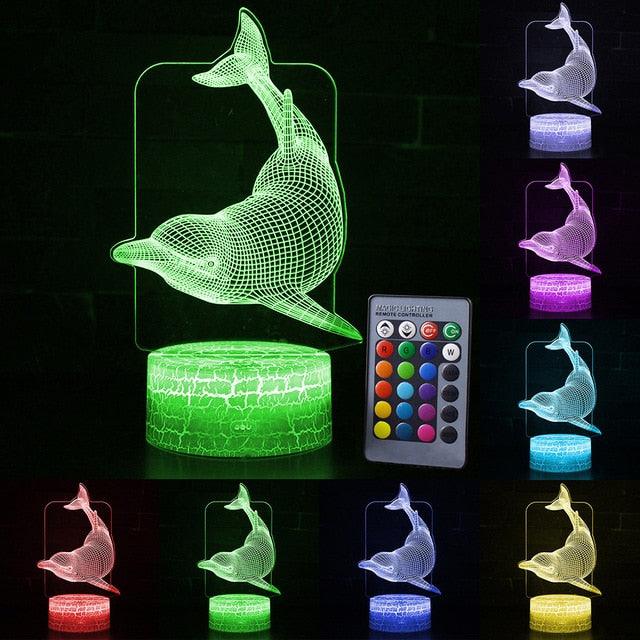 Great Gift Dolphin Pattern 3D LED Night Light Fashion - 7 16 Color Change LED Table Desk Lamp (LL4)1