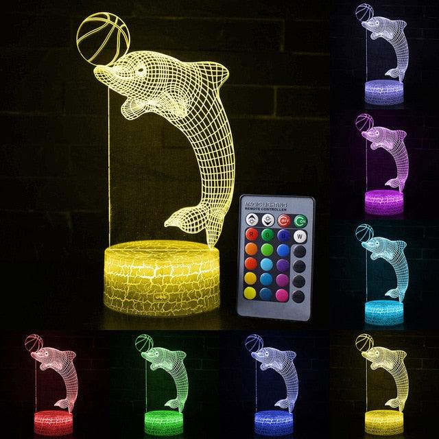 Great Gift Dolphin Pattern 3D LED Night Light Fashion - 7 16 Color Change LED Table Desk Lamp (LL4)1