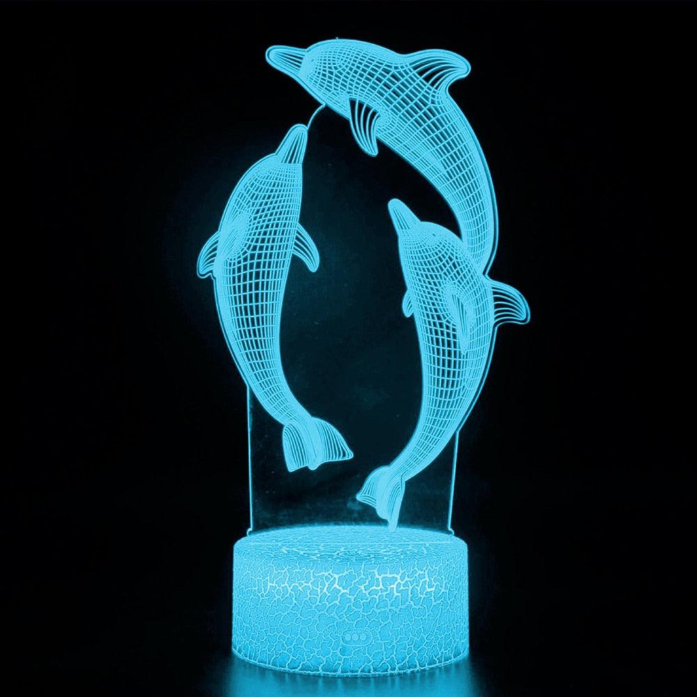 Great Gift Dolphin Pattern 3D LED Night Light Fashion - 7 16 Color Change LED Table Desk Lamp (LL4)1
