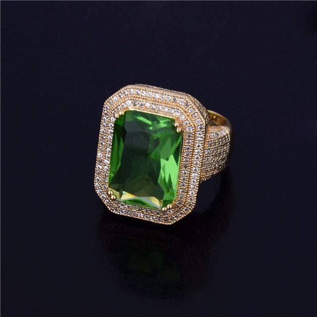 Great Gold Color Ring - Blue Color Stones Cubic Zircon Copper Jewelry (2U83)