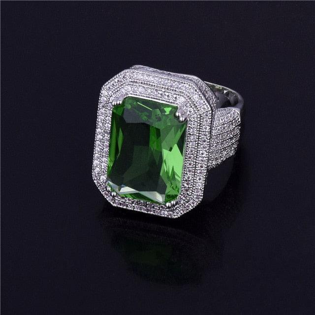 Great Gold Color Ring - Blue Color Stones Cubic Zircon Copper Jewelry (2U83)