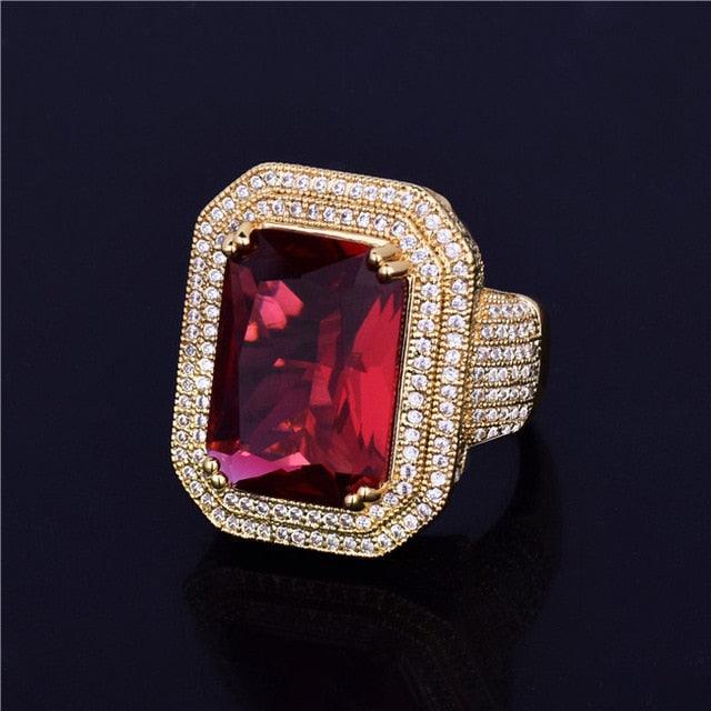 Great Gold Color Ring - Blue Color Stones Cubic Zircon Copper Jewelry (2U83)