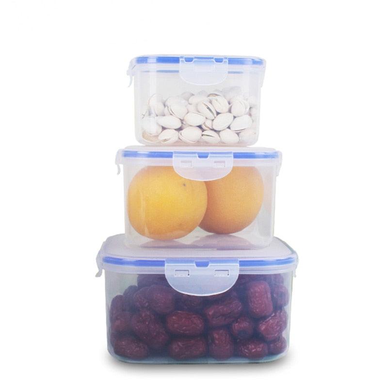 3 Pieces Plastic Food Container - Rectangle Storage Box Leak Proof Square Lunch Box (AK8)(2AK1)(F61)