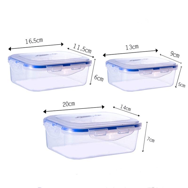 3 Pieces Plastic Food Container - Rectangle Storage Box Leak Proof Square Lunch Box (AK8)(2AK1)(F61)
