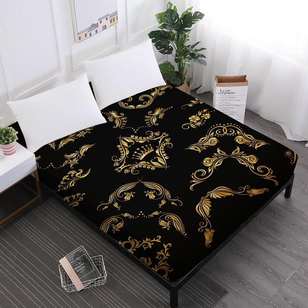 Star Print Bed Sheets Mandala Fitted Sheets King Queen Crown Print Sheet (5BM)