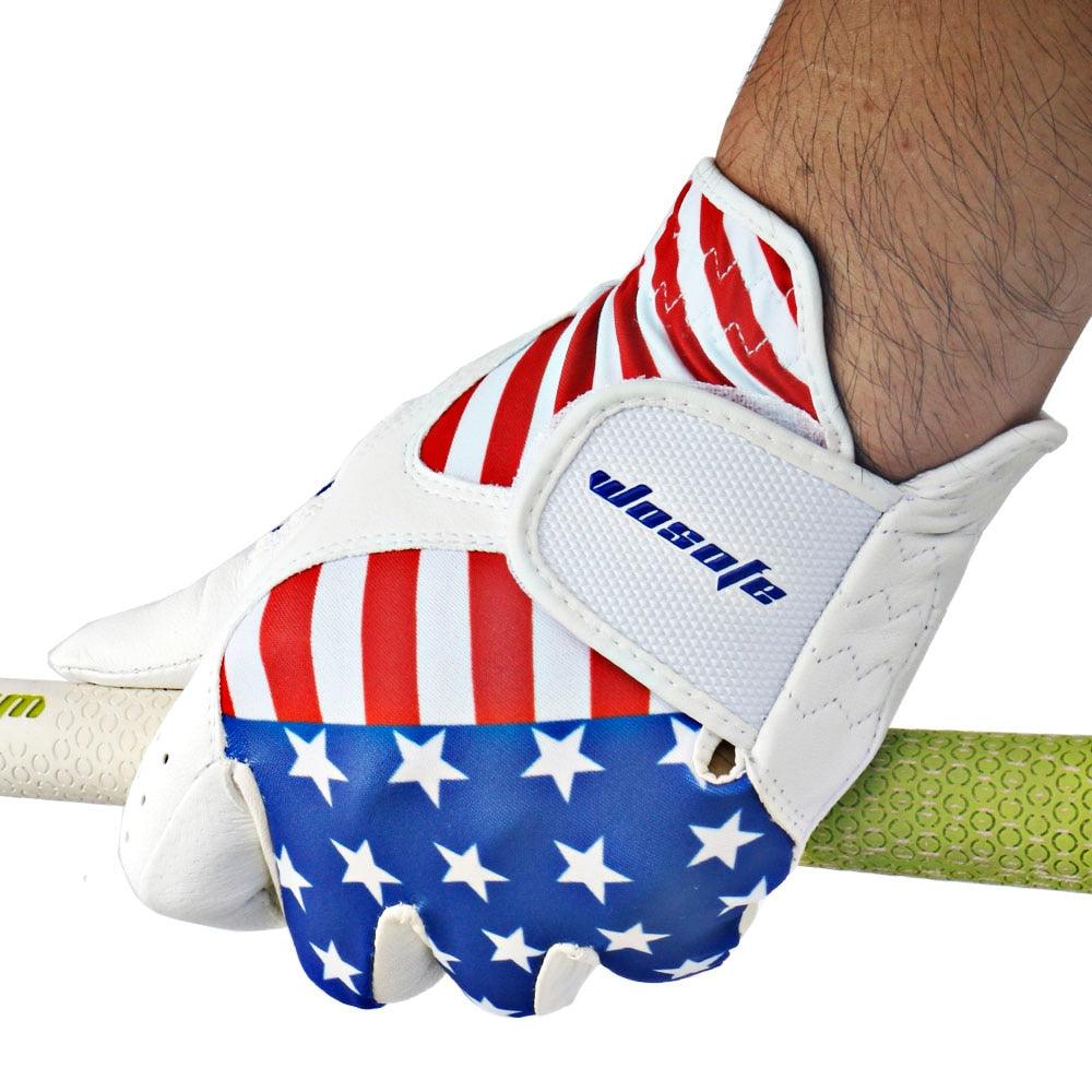 Great Golf Gloves - American Flag - Men's Left Handed ventilation Golf Gloves (D17)(4AC1)
