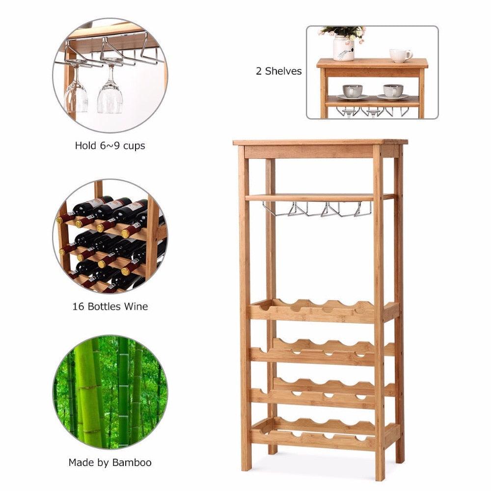 2-Tier 12 Bottles Bamboo Wine Rack Display Storage Shelf Holder Home Kitchen (D67)(FW8)(1U67)
