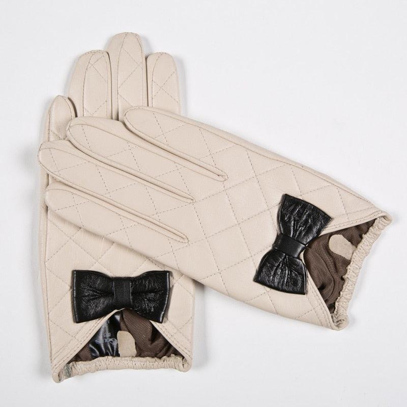 great Women's Winter Genuine Leather Gloves - Touch Screen Gloves - Bow Cute (D44)(6WH1)