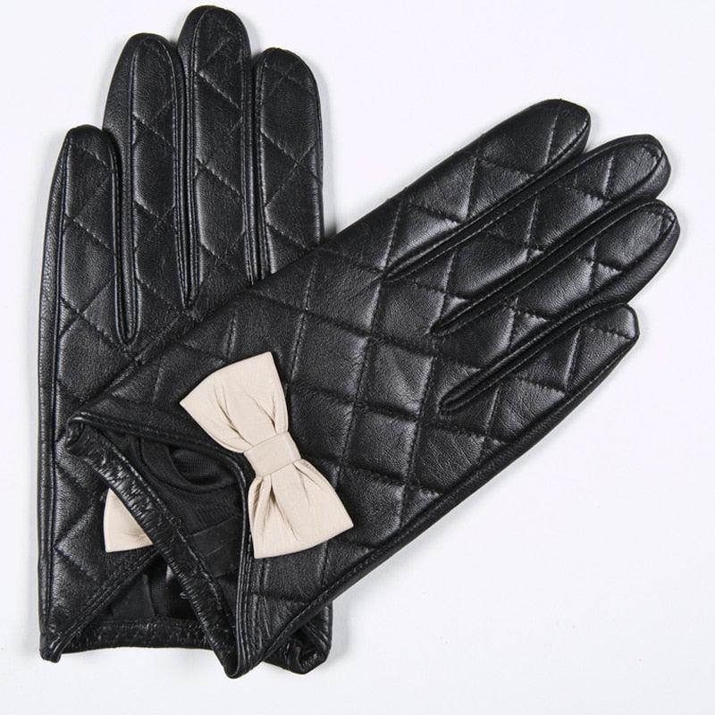 great Women's Winter Genuine Leather Gloves - Touch Screen Gloves - Bow Cute (D44)(6WH1)