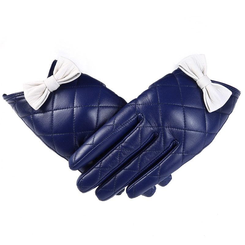 great Women's Winter Genuine Leather Gloves - Touch Screen Gloves - Bow Cute (D44)(6WH1)