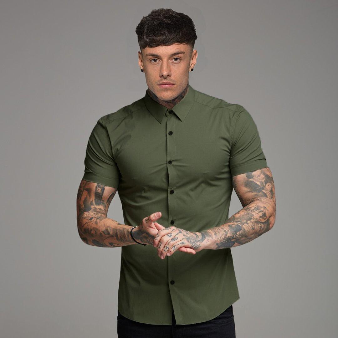 Great Summer Fashion Slim Fit Button Short Sleeve Shirts - Men Casual Sportswear Dress Shirt (TM1)(T2G)(1U8)(TM8)