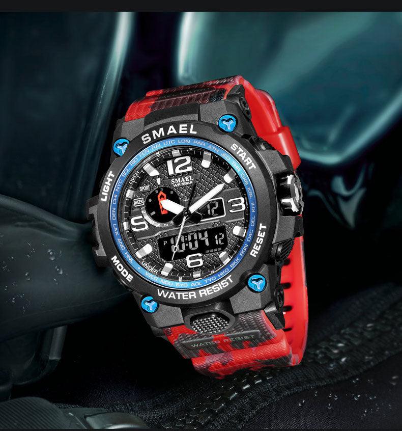 Great Watches For Men - 50M Waterproof Clock Alarm - reloj 1545D Dual Display Wristwatch Quartz Military Watch Sport (MA9)(RW)(1U84)