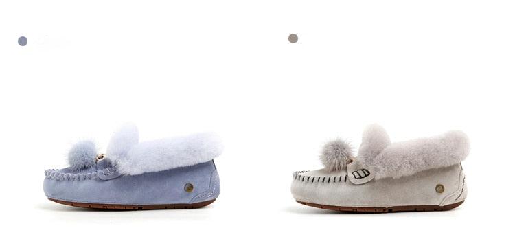 Trending Winter 100% Genuine Leather Real Wool Women Flats New Fashion Female - Plus Size Snow Shoes (FS)(CD)(1U40)(1U38)(1U107)