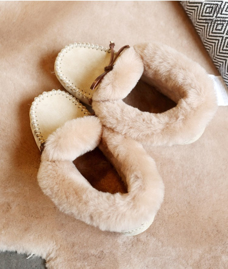 Amazing 100% Genuine Leather waterproof women flat shoes - comfortable winter warm natural fur snow shoes fashion non-slip (FS)(CD)(1U40)(1U38)(1U107)