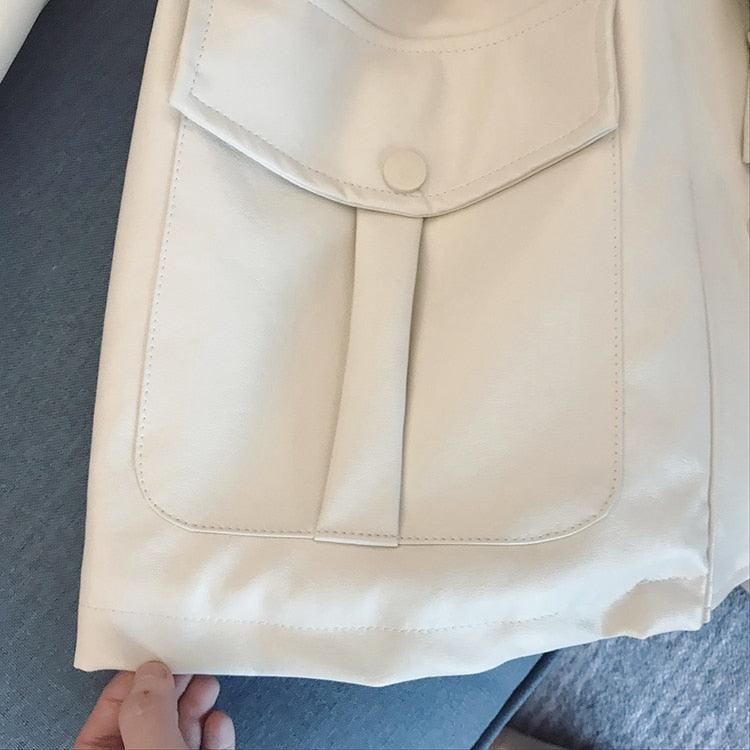 New Winter Oversized Leather Jacket - Women with Faux Rex Rabbit Fur Inside Warm Soft Thickened Fur Lined Coat Long Sleeve (TB8B)(TB8A)(TP3)(1U23) - Deals DejaVu