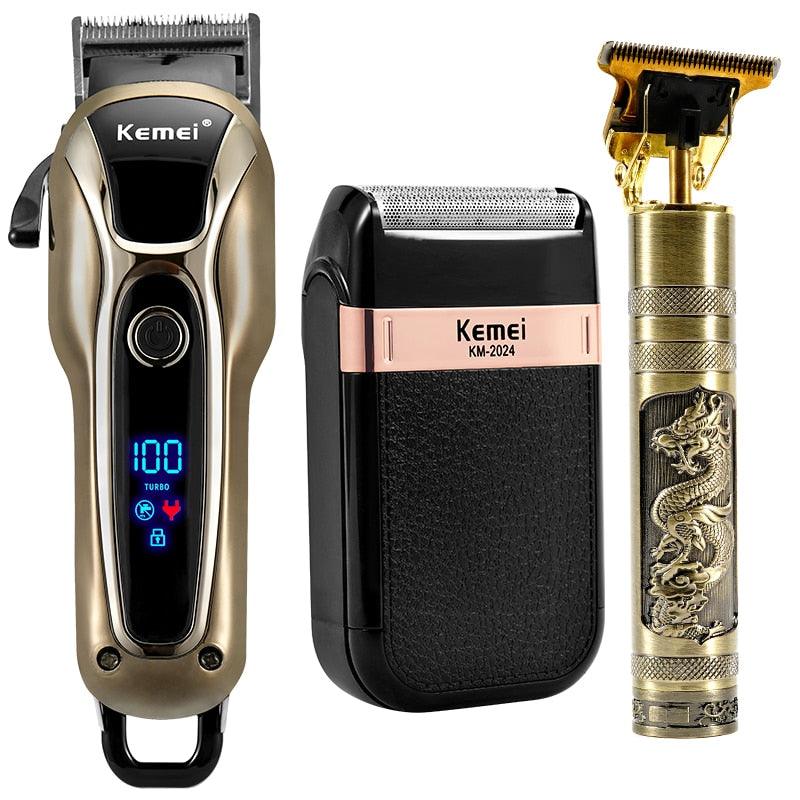 Professional Barber Hair Clipper - Rechargeable Electric T-Outliner Finish Cutting Machine - Beard Trimmer Shaver Cordless Corded (BD6)(1U45)(F45)