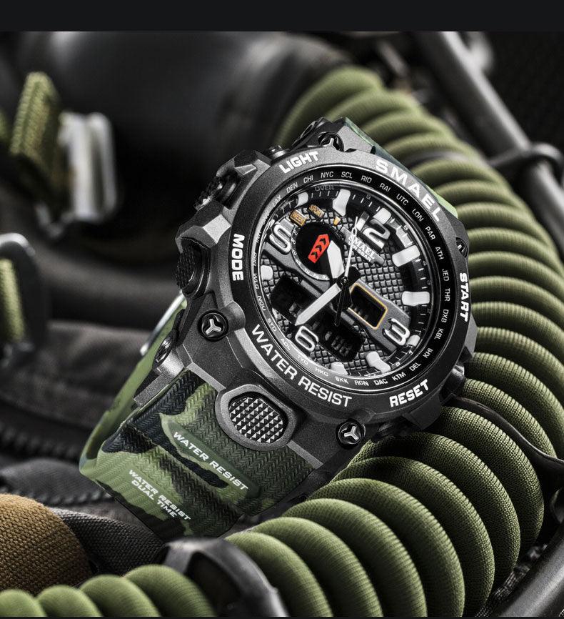 Great Watches For Men - 50M Waterproof Clock Alarm - reloj 1545D Dual Display Wristwatch Quartz Military Watch Sport (MA9)(RW)(1U84)