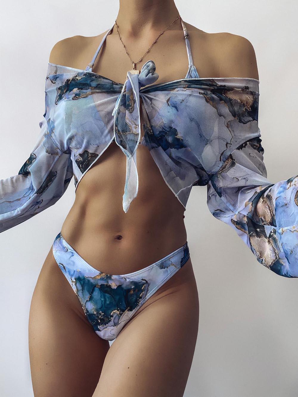 New Print Sport Bandeau Push up Bikinis - Sexy Marble Women Swimsuit High Waist Swimwear Women bathing suit Beach wear (TB8D)(1U26)(F26) - Deals DejaVu
