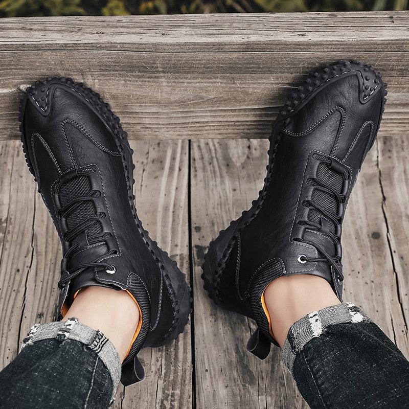 New Winter Men Boots - Thick Plush Warm Men Snow Boots - Leather Ankle Boots Handmade Motorcycle Boots Outdoor Shoes (MSB4)(MSB5)(MSB4A) - Deals DejaVu