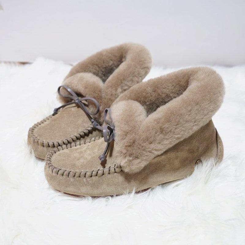 Amazing 100% Genuine Leather waterproof women flat shoes - comfortable winter warm natural fur snow shoes fashion non-slip (FS)(CD)(1U40)(1U38)(1U107)