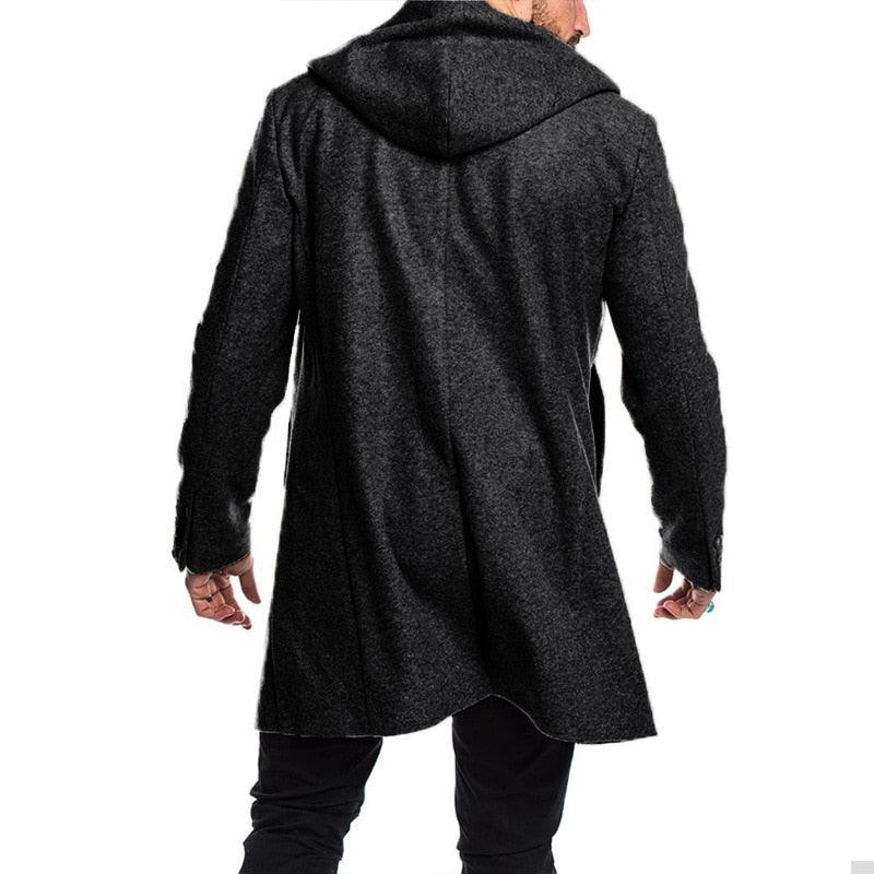 Solid Winter Trench Mens England Style Long Sleeve - Casual Slim Warm Double Breasted Coats Men Hooded Male Hoodies (D100)(TM4)(CC1) - Deals DejaVu