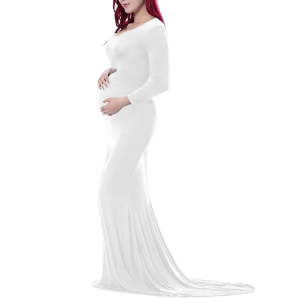 Sexy Maternity Dresses - Photography Props Long Sleeve Pregnant Women Pregnancy Dress Solid Maxi (1U5)(Z6)(Z8)(1Z1)(2Z1)(3Z1)(4Z1)(7Z1)