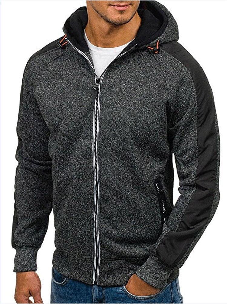 Men Sports Casual Wear Zipper - Fashion Tide Jacquard Hoodie - Fleece Jacket Fall Sweatshirts Spring Autumn Coat (TM5)(CC1)(1U100)